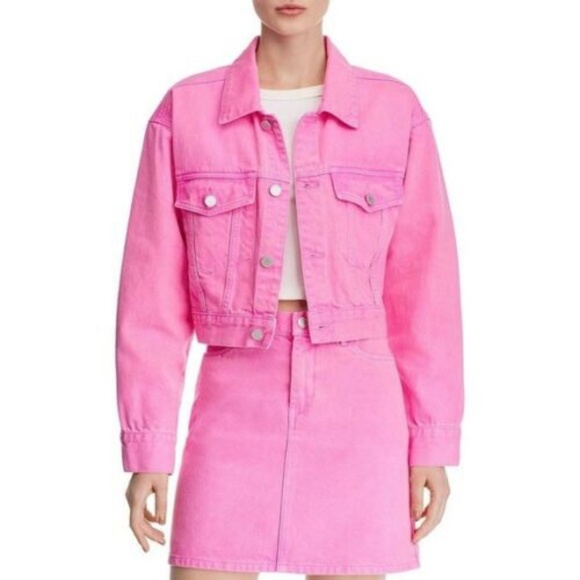 Blank NYC Jackets & Blazers - BLANKNYC Pink Cropped Denim Jacket